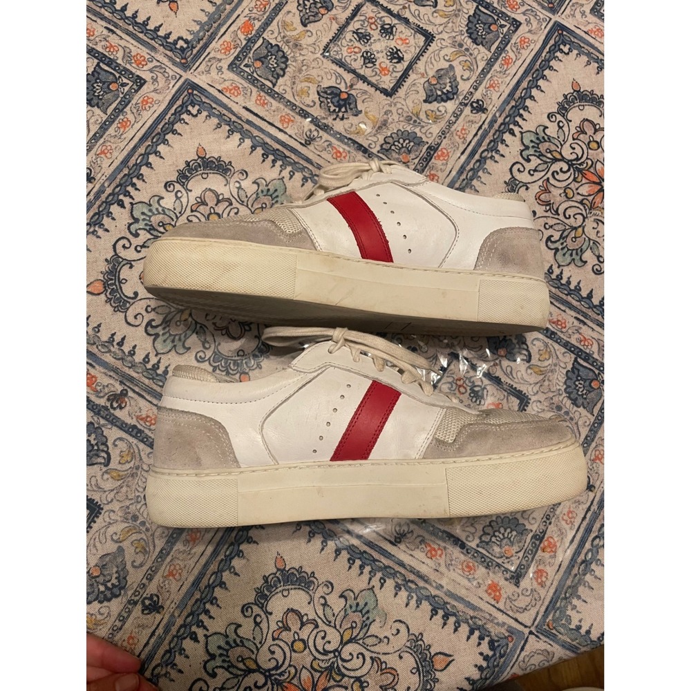 Axel Arigato Dunk White Red Leather Suede Mesh Low Top Sneakers Mens 41 US 8 - Picture 5 of 6